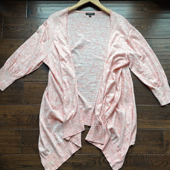 Lane Bryant pink peach open cardigan longer front short back cotton plus size - Picture 2 of 9